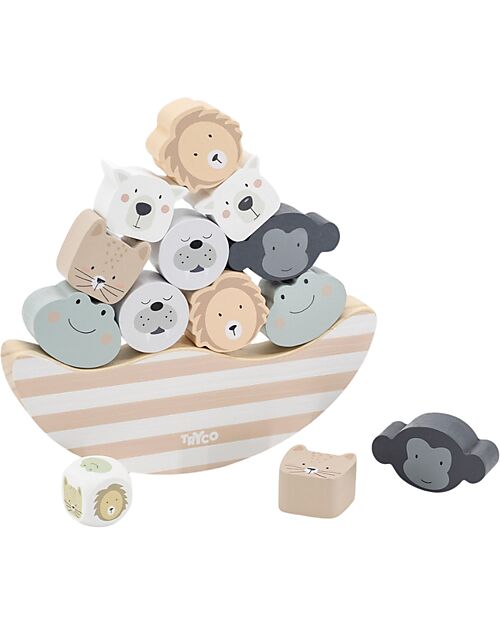 Tryco Baby Gioco di Equilibro in Legno - Giungla - Stimola la Coordinazione Occhio Mano - 3+ Anni Giochi di Equilibrio_