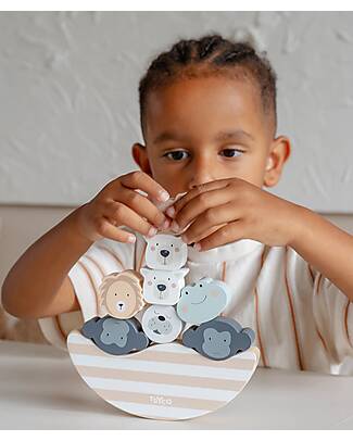 Tryco Baby Gioco di Equilibro in Legno - Giungla - Stimola la Coordinazione Occhio Mano - 3+ Anni Giochi di Equilibrio_