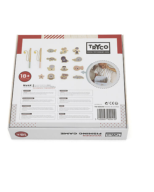 Tryco Baby Gioco Magnetico Pesca in Legno - 16 pz - 3+ Anni Animali in Legno