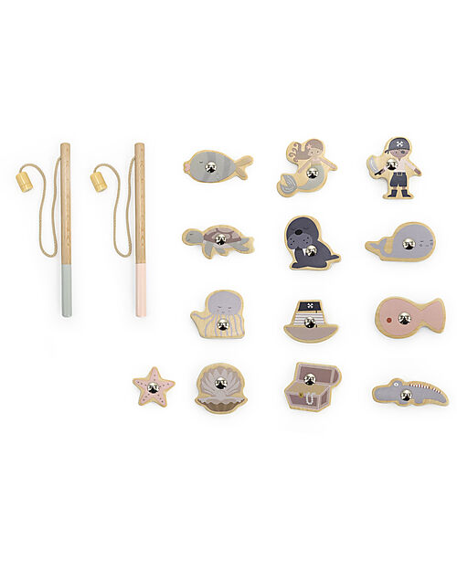 Tryco Baby Gioco Magnetico Pesca in Legno - 16 pz - 3+ Anni Animali in Legno