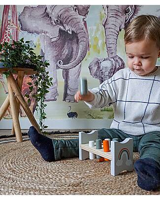 Tryco Baby Gioco Martello e Pioli in Legno - Colori ad Acqua Atossici - 12+ m Incastri in Legno