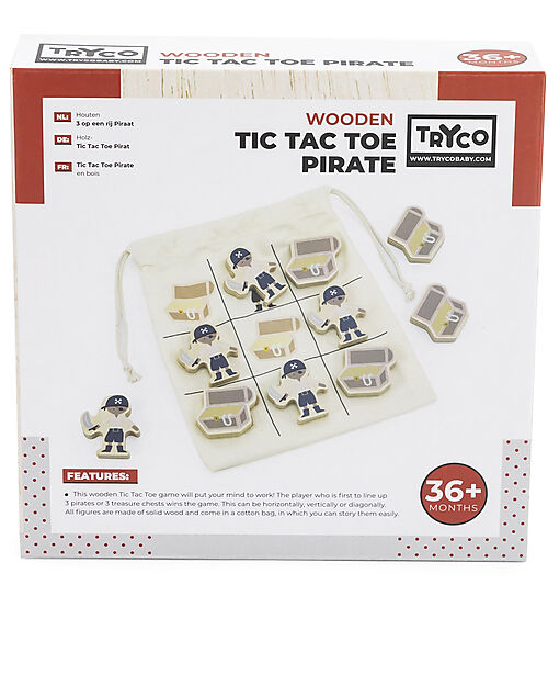 Tryco Baby Gioco Tris in Legno - Pirata - Perfetto da Portare in Viaggio - 3+ Anni Incastri in Legno