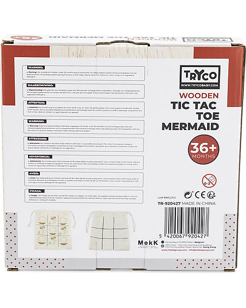Tryco Baby Gioco Tris in Legno - Sirena - Perfetto da Portare in Viaggio! Incastri in Legno