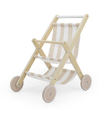 Tryco Baby Passeggino per Bambole - Bianco e Rosa - Legno Carrozzine per Bambole