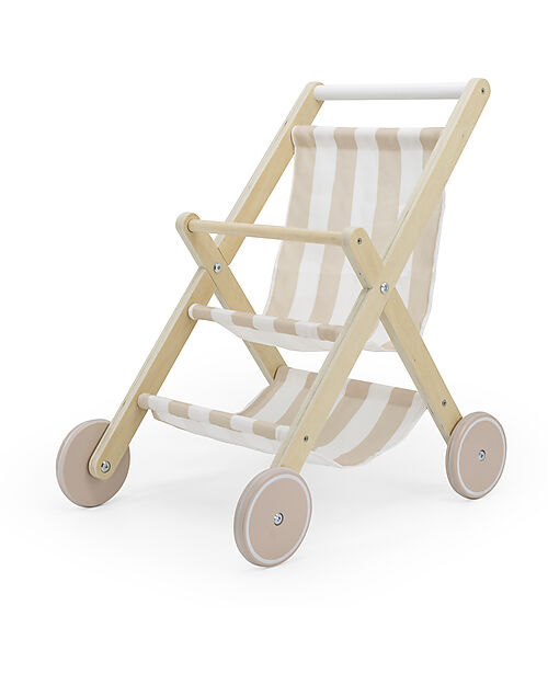 Tryco Baby Passeggino per Bambole in Legno - Bianco e Rosa - 18+ m Carrozzine per Bambole