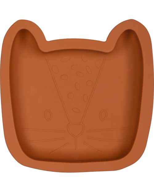 Tryco Baby Piatto Lenny il Leopardo - Terra di Siena - Silicone Piatti e Scodelle