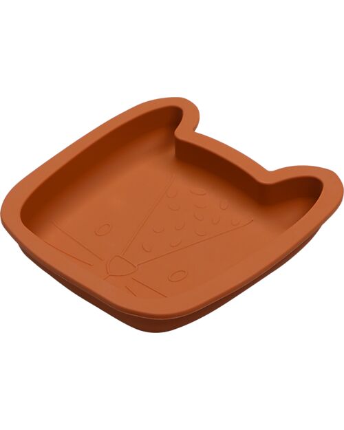 Tryco Baby Piatto Lenny il Leopardo - Terra di Siena - Silicone Piatti e Scodelle