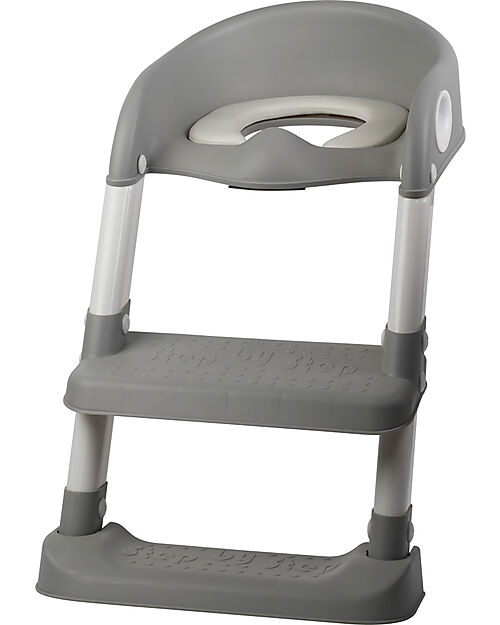 Tryco Baby Riduttore WC con Scaletta - Grigio - Antiscivolo - 34 x 35 x 44 cm Pedane