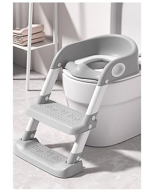 Tryco Baby Riduttore WC con Scaletta - Grigio - Antiscivolo - 34 x 35 x 44 cm Pedane