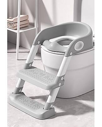 Tryco Baby Riduttore WC con Scaletta - Grigio - Antiscivolo - 34 x 35 x 44 cm Pedane