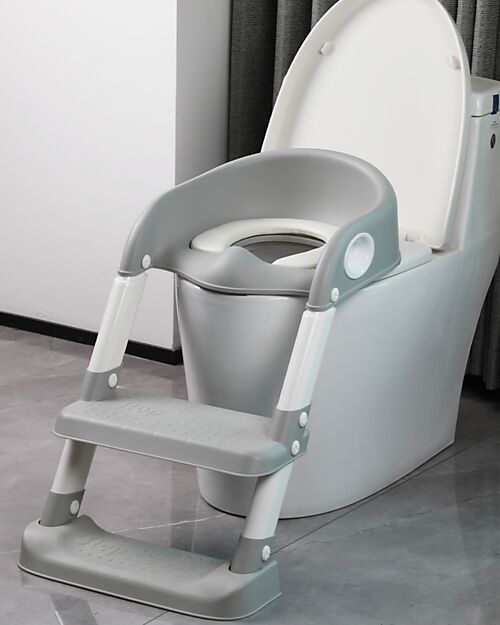 Tryco Baby Riduttore WC con Scaletta - Grigio - Antiscivolo - 34 x 35 x 44 cm Pedane