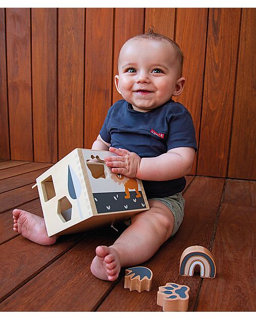 Tryco Baby Scatola Forme Geometriche a Incastro in Legno - 7 Forme Diverse - 12+ m Incastri in Legno
