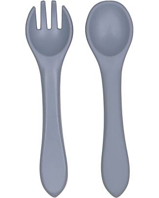Tryco Baby Set Forchetta e Cucchiaio - Azzurro - Silicone Posate