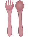 Tryco Baby Set Forchetta e Cucchiaio - Rosa Antico - Silicone Posate