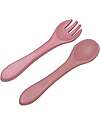 Tryco Baby Set Forchetta e Cucchiaio - Rosa Antico - Silicone Posate