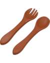 Tryco Baby Set Forchetta e Cucchiaio - Terra di Siena - Silicone Posate