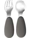 Tryco Baby Set Posate Forchetta e Cucchiaio - Oliva - Silicone e Acciaio Inox Posate