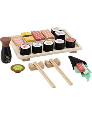 Tryco Baby Set Sushi in Legno - 23 Pezzi - Colori ad Acqua Atossici - 18+ m Cibo Giocattolo