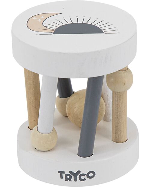 Tryco Baby Sonaglio Rotante in Legno - Colori ad Acqua Atossici - 12+ m Incastri in Legno