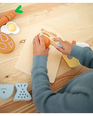 Tryco Baby Tagliere in Legno con Pietanze - Colori ad Acqua Atossici Cibo Giocattolo