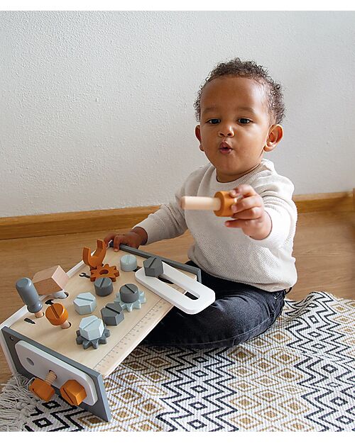 Tryco Baby Tavolo da Lavoro Giocattolo in Legno - Colori ad Acqua Atossici - 3+ Anni Far finta di