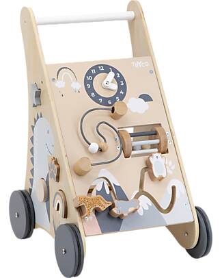 Tryco Carrello Primi Passi Natura in Legno - con Blocchi Carrello Primi Passi