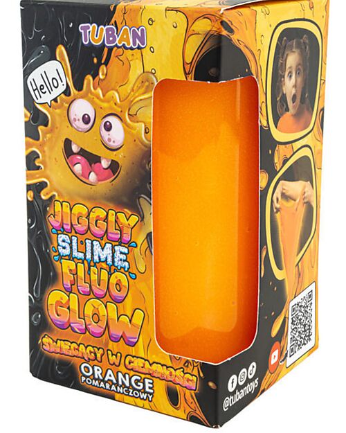 Tuban Jiggly Slime - Fluo Glow - Arancione - 430 gr - 6+ anni Giochi Sensoriali_