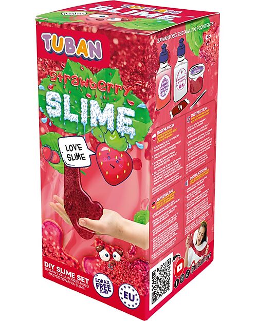 Tuban Kit Slime Fai da Te - Fragola - Profumato e Brillante con Glitter Minerali - 6+ anni Giochi Sensoriali_