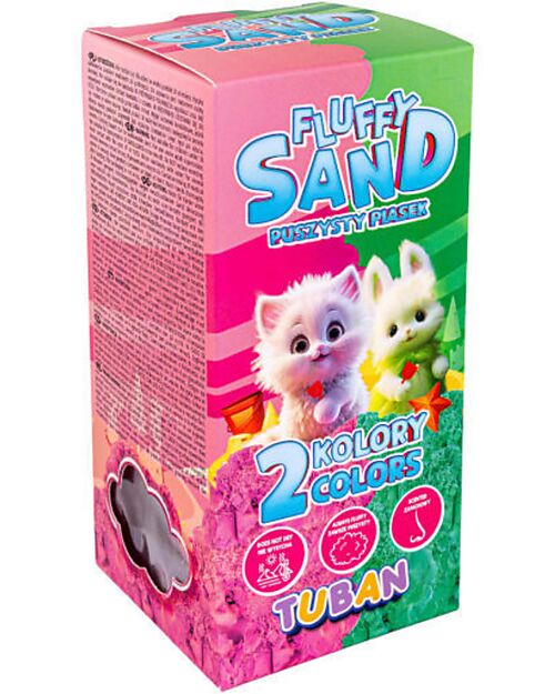 Tuban Sabbia Fluffy - Set Rosa e Verde - Multicolor - Sabbia Modellabile - 3+ Giochi Sensoriali_