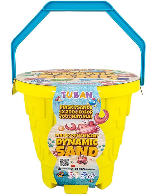 Tuban Set Sabbia Dinamica - 5 Colori con Secchiello e 4 Formine - 1,5 kg - 3+ anni Giochi Sensoriali_