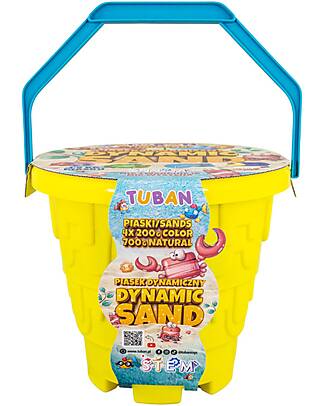 Tuban Set Sabbia Dinamica - 5 Colori con Secchiello e 4 Formine - 1,5 kg - 3+ anni Giochi Sensoriali_