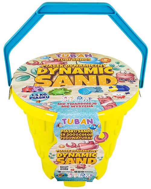 Tuban Set Sabbia Dinamica - 5 Colori con Secchiello e 4 Formine - 1,5 kg - 3+ anni Giochi Sensoriali_