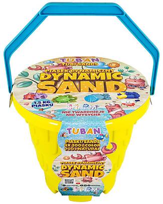 Tuban Set Sabbia Dinamica - 5 Colori con Secchiello e 4 Formine - 1,5 kg - 3+ anni Giochi Sensoriali_