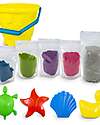 Tuban Set Sabbia Dinamica - 5 Colori con Secchiello e 4 Formine - 1,5 kg - 3+ anni Giochi Sensoriali_