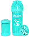 Twistshake Biberon Anti-Colica 260 ml Tettarella M, Turchese - Include contenitore e filtro latte. Senza BPA, BPS e BPF! Biberon_
