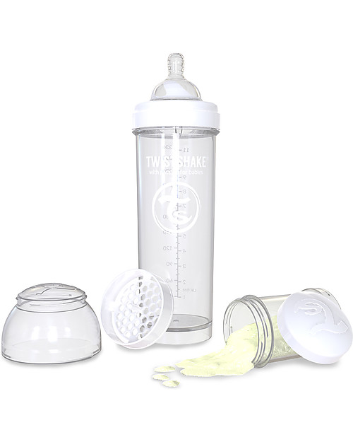 Twistshake Biberon Anti-Colica 330 ml Tettarella L, Bianco - Include  contenitore e filtro latte. Senza BPA, BPS e BPF! unisex (bambini)