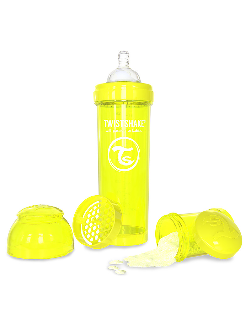 Twistshake Biberon Anti-Colica 330 ml Tettarella L, Giallo - Include  contenitore e filtro latte. Senza BPA, BPS e BPF! unisex (bambini)