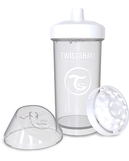 Twistshake Borraccia Kid Antigoccia Fruit Splash con Mixer per Frutta, 360 ml, Bianco Diamond -Senza BPA, BPS e BPF! Borracce non Termiche