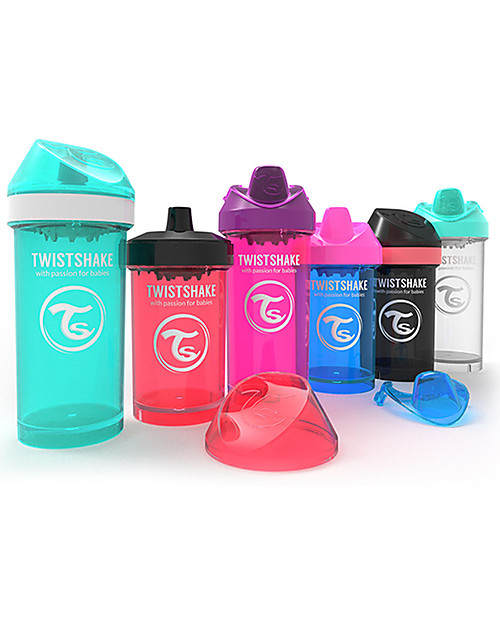 Twistshake Borraccia Kid Antigoccia Fruit Splash con Mixer per Frutta, 360 ml, Nero Superhero - Senza BPA, BPS e BPF! Borracce non Termiche