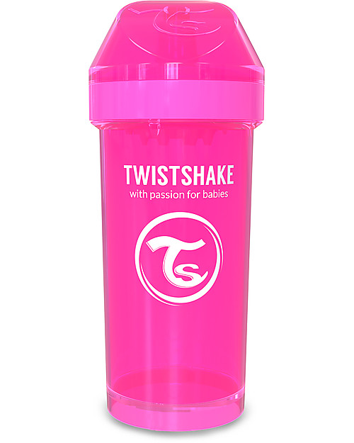 Twistshake Borraccia Kid Antigoccia Fruit Splash con Mixer per Frutta, 360 ml, Rosa Crazymonkey -Senza BPA, BPS e BPF! Borracce non Termiche