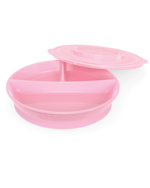 Twistshake Piatto Divisorio con Coperchio - Rosa Pastello - Senza BPA, BPS e BPF! Piatti e Scodelle