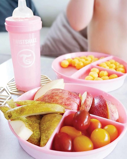 Twistshake Piatto Divisorio con Coperchio - Rosa Pastello - Senza BPA, BPS e BPF! Piatti e Scodelle