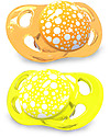 Twistshake Set da 2 Ciucci in Silicone Ortodontici Extra-Morbidi 0-6 mesi, Arancione e Giallo - Senza BPA! Ciucci