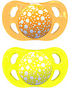 Twistshake Set da 2 Ciucci in Silicone Ortodontici Extra-Morbidi 0-6 mesi, Arancione e Giallo - Senza BPA! Ciucci