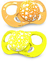 Twistshake Set da 2 Ciucci in Silicone Ortodontici Extra-Morbidi 6+ mesi, Arancio e Giallo - Senza BPA! Ciucci