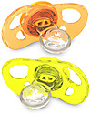 Twistshake Set da 2 Ciucci in Silicone Ortodontici Extra-Morbidi 6+ mesi, Arancio e Giallo - Senza BPA! Ciucci