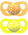 Twistshake Set da 2 Ciucci in Silicone Ortodontici Extra-Morbidi 6+ mesi, Arancio e Giallo - Senza BPA! Ciucci