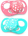Twistshake Set da 2 Ciucci in Silicone Ortodontici Extra-Morbidi 6+ mesi, Pesca e Turchese - Senza BPA! Ciucci