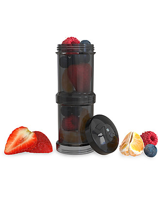 Twistshake Set di 2 Contenitori Nero Superhero per Latte o Snack da 100 ml - Compatibili con tutti i Biberon Twistshake, senza BPA! Contenitori Latte e Snack