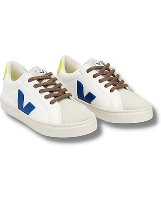 Veja Sneakers Esplar Lacci - Extra White Indaco Giallo Fluo - Stile Tecnologia e Animo Green Scarpe